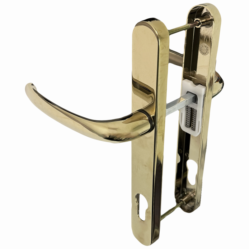 UPVC Double Glazing 92PZ 210mm Screw Centres Sprung Door Handle Set PVC Long Backplate