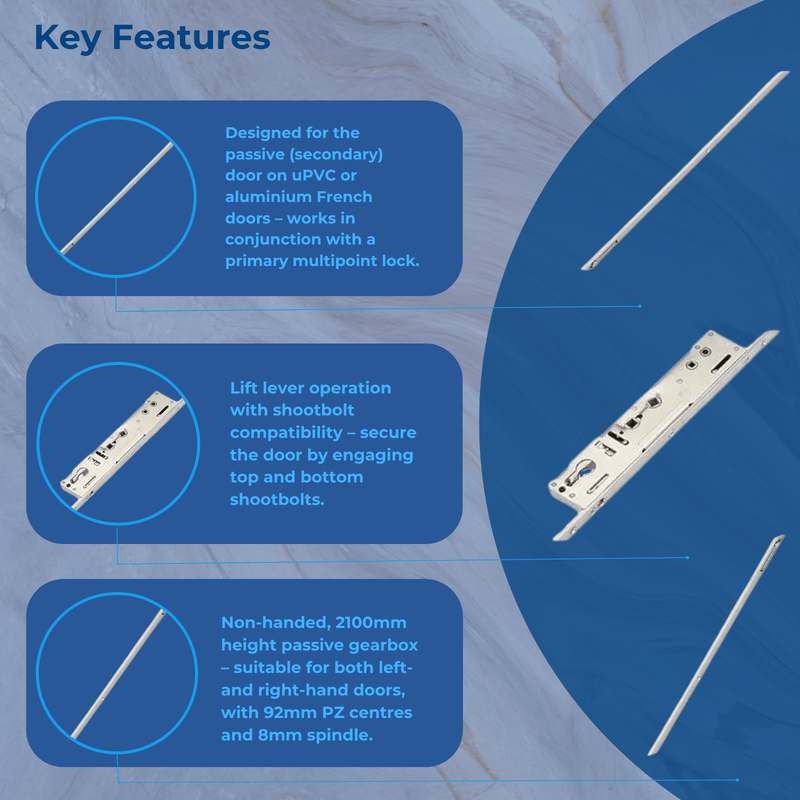 Lockmaster Passive Door Lock – Lift Lever Operation & Shootbolt Compatible