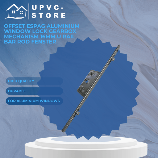 Offset Espag Aluminium Window Lock Gearbox Mechanism 16mm U Rail Bar Rod Fenster