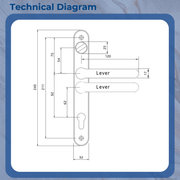 Balmoral Sprung 92/62 pz Offset Snib Lever Lever Door Handle 215mm Screws