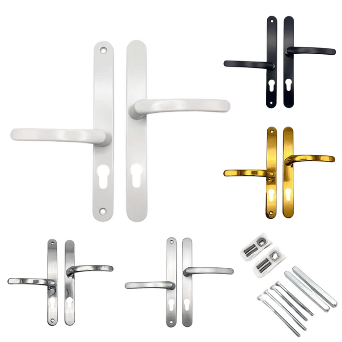 Offset Lever Lever uPVC Multipoint Door Handles – 48/87mm PZ Centres – Sprung – 240mm Screw Fixing Centres 