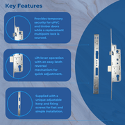GU Old Style Overnight Lock – Lift Lever Operation with 16mm Faceplate for uPVC and Timber Doors