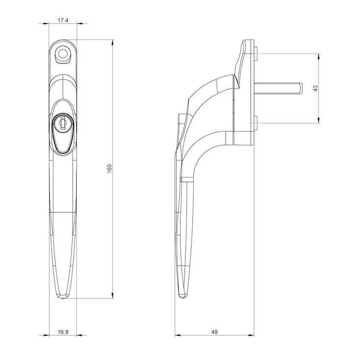 uPVC Gold Window Handle Double Glazing Locking Espag Lock PVC