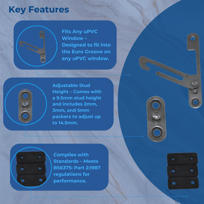 UPVC Window Restrictor. Child Lock Restrictor Safety Catch. High Quality Branded