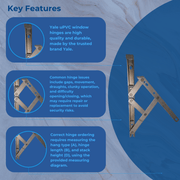 Yale uPVC Window Hinge Double Glazing Friction Stay PVC 13mm Side Hung 16" 13mm