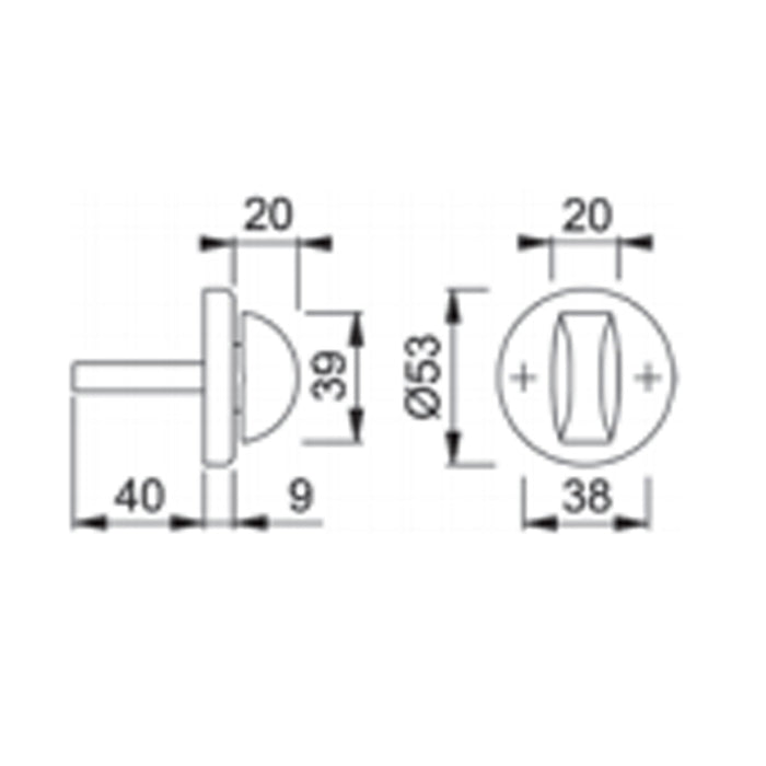 Hoppe Gold Access Restrictor Thumb Turn Door Handle - 38mm x 53mm