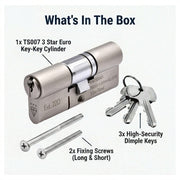 TS007 3 Star Euro Key Key Cylinder Lock – UPVCSTORE Anti-Snap BSI Kitemarked Key & Key Door Barrel, High Security for UPVC Composite Doors, 3 Keys