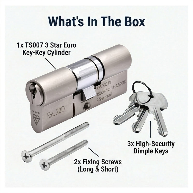 TS007 3 Star Euro Key Key Cylinder Lock – UPVCSTORE Anti-Snap BSI Kitemarked Key & Key Door Barrel, High Security for UPVC Composite Doors, 3 Keys