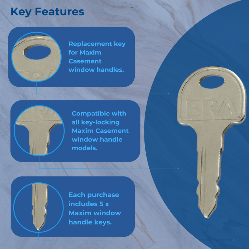 Pack Of 5 ERA Maxim Window Handle Replacement Keys