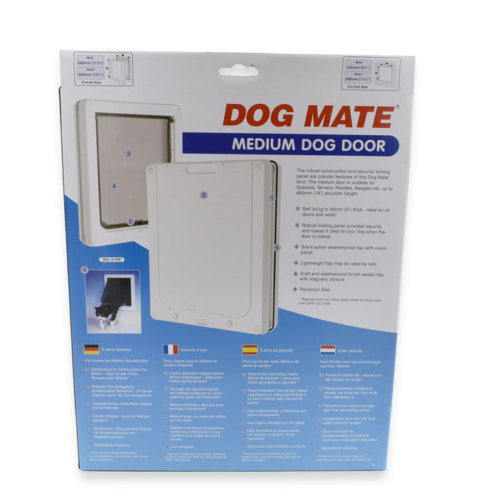 Dog Mate Pet Dog Door Flap Dogs & Cats Medium White 215 215W Flap size 26 x 22cm