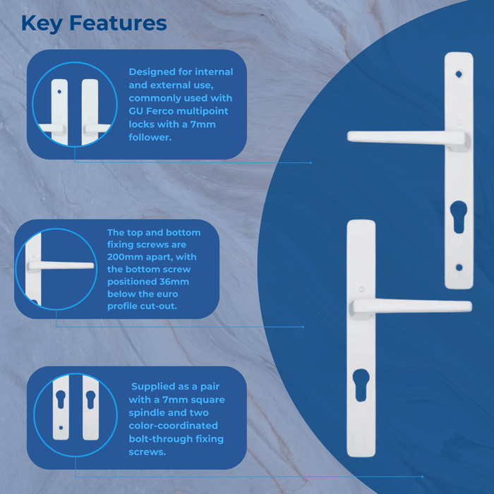  Hoppe Frankfurt Lever Lever UPVC Multipoint Door Handles - 70mm PZ Unsprung 200mm Screw Centres