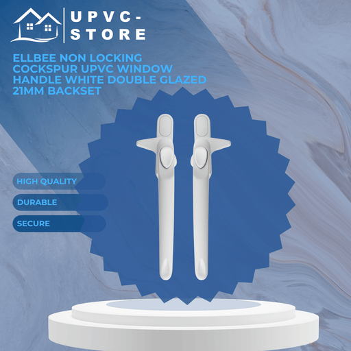 Ellbee Non Locking Cockspur uPVC Window Handle Cockspur Window Handle White Double Glazed 21mm Backset - New Design