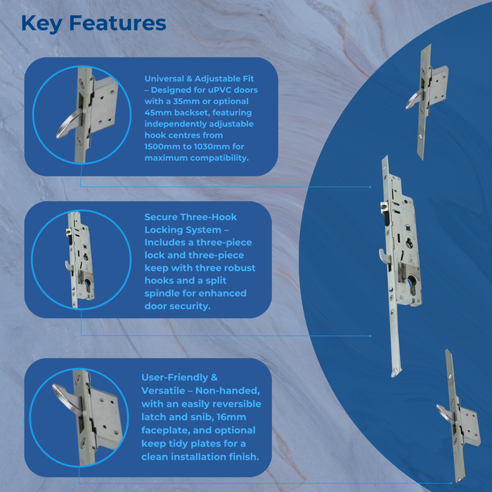 Fullex Multipoint UPVC Door Repair Lock Kit Universal Standard Security