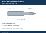 Kendo PH2 Screwdriver Bits – 25mm, Pack of 2
