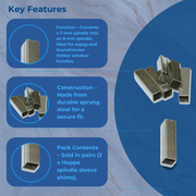 2 x Door Handle Spindle Sleeve Enhancers To Converts 7mm to 8mm Spindle