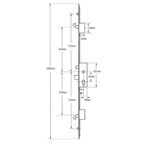 ERA Latch Deadbolt 2 Hooks 2 Rollers Split Spindle 35mm Backset