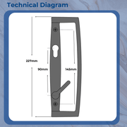 uPVC Fuhr Sliding Patio Door D Handle 90pz - Inline Lever Pair Set Ellbee Caravan Compatible