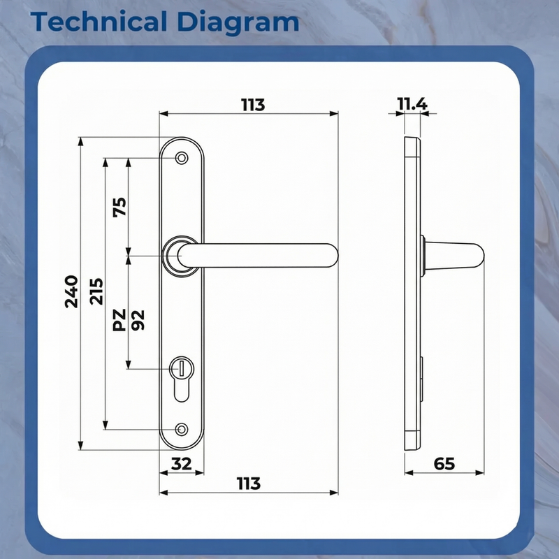 Direkt uPVC Door Handle 215mm Screw Centres 92PZ Sprung