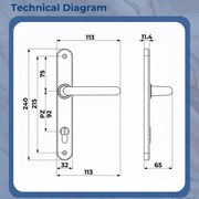 uPVC Door Handle 215mm Screw Centres 92PZ Sprung - Super Express
