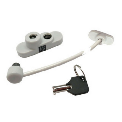 Cubelock CLB1 Captive-Key Cable Window Restrictor — White