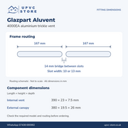 Glazpart AluVent 390mm 4000EA dimensions and routing guide