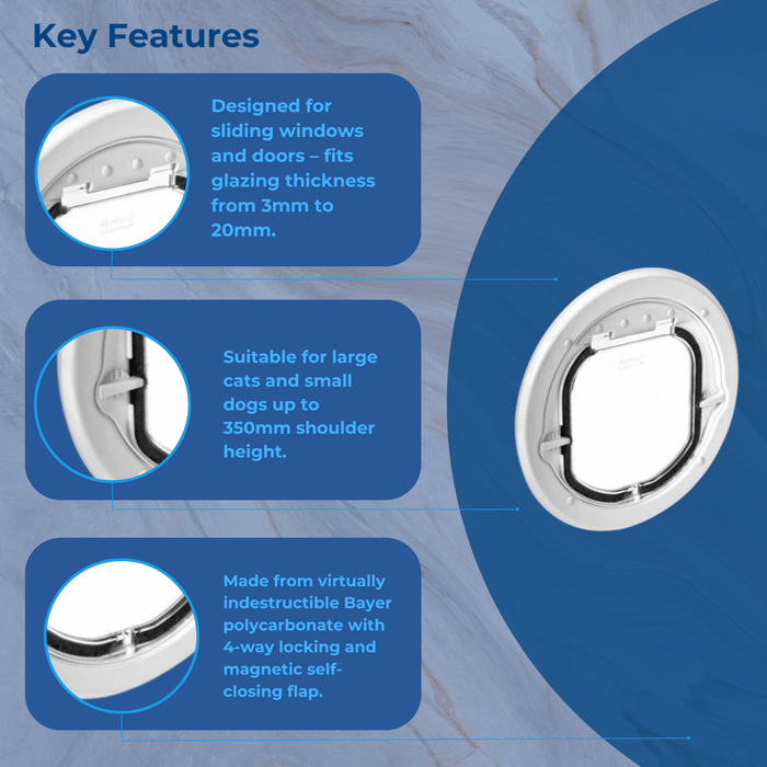 Pet-Tek Glass Fitting Maxi Slimline Pet Door Cat Flap Dog