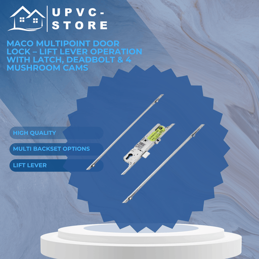 Maco Multipoint Door Lock – Lift Lever Operation with Latch, Deadbolt & 4 Mushroom Cams