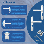 Lever Lever uPVC Multipoint Door Handles – 48mm PZ Centres – Sprung Mechanism – 160mm Fixing Screw Centres