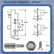 Fullex Crimebeater Multipoint Door Lock Refurbishment Kit – 2 Hooks – Double Spindle Version 35mm or  45mm Backset