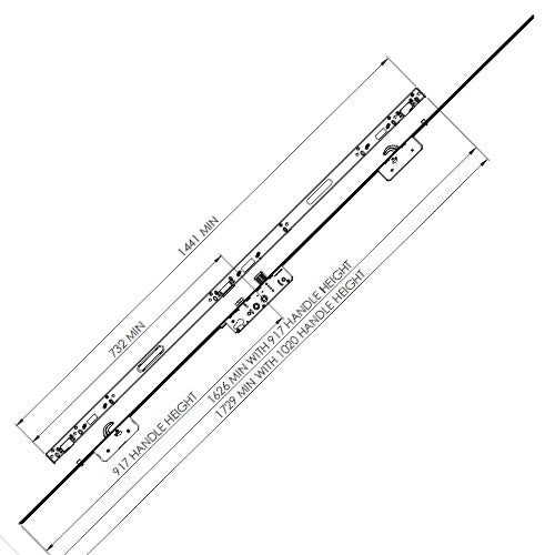 Avantis uPVC French Door Lock 550 Series 2 Hook 2 Roller 16mm Faceplate