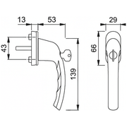 Hoppe Tokyo Lockable Tilt & Turn Window Handle (SecuTBT TBT4) – F1 Silver Aluminium – 32mm Spindle