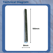 Kore Door Handle Spindles 8mm Wide 100mm Length