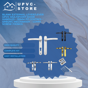 Blank External Lever/Lever uPVC Multipoint Door Handles – 92mm PZ Centres – Sprung Mechanism – 122mm Screw Fixings