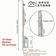 Fullex MK1 2 Point Sliding Patio Door Lock – Pin on Frame – 18.75mm / 25.75mm / 28.75mm Backset