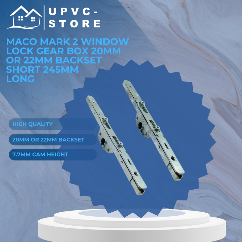 Maco Mark 2 Window Lock Gear Box 20mm Or 22mm Backset Short 245mm Long