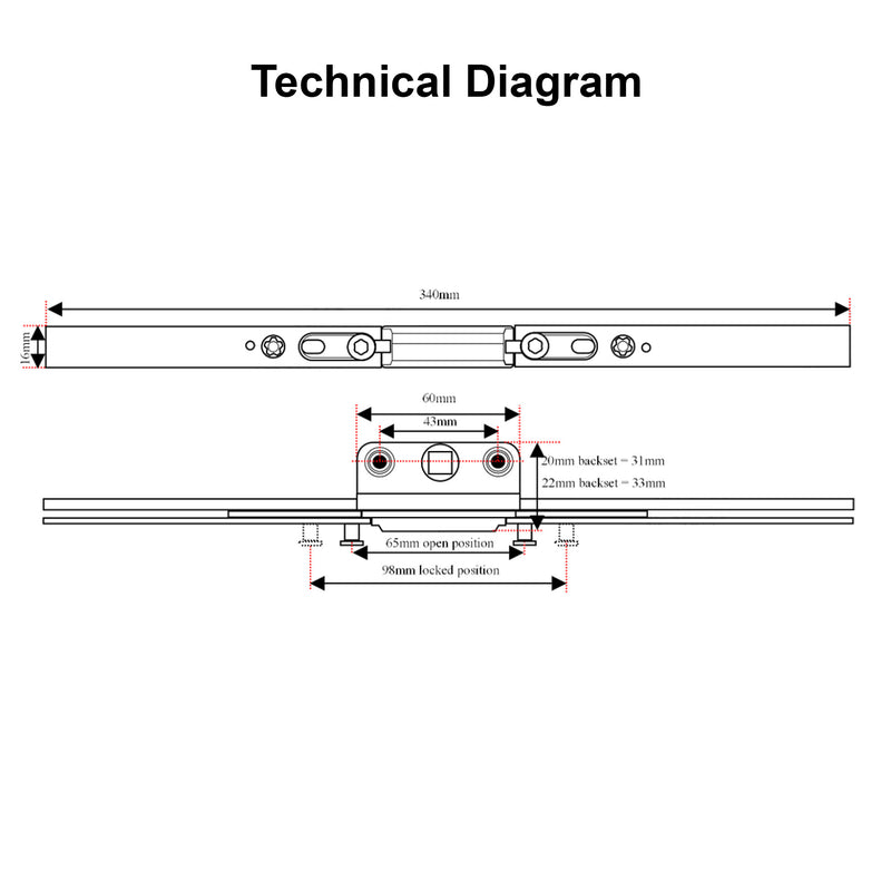 LOCKMASTER YALE GEARBOX SHOOTBOLT LOCKING MECHANISM FOR UPVC WINDOW 360MM