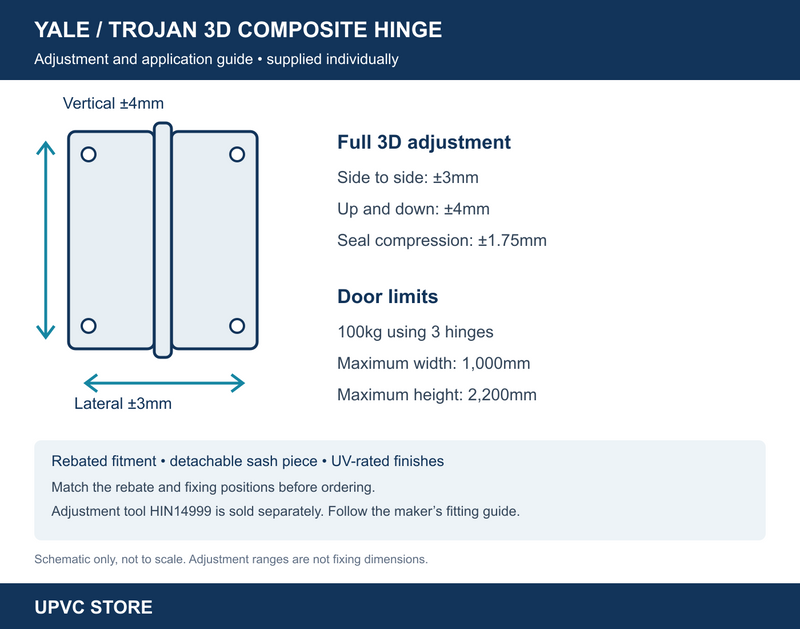 Yale / Trojan 3D Composite Door Hinge — Rebated Adjustable Butt Hinge