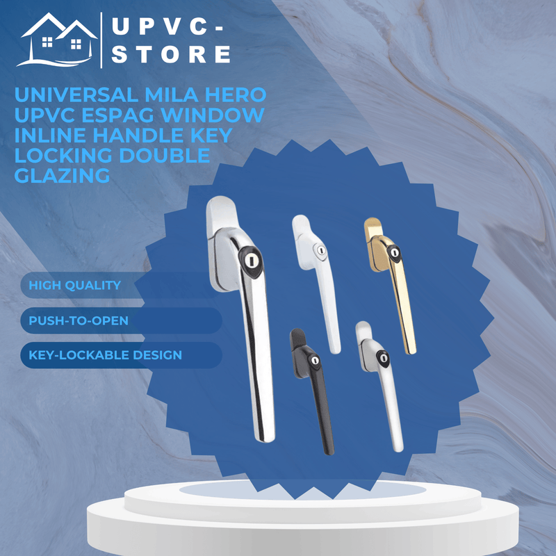 Universal Mila Hero uPVC Espag Window Inline Handle Key Locking Double Glazing