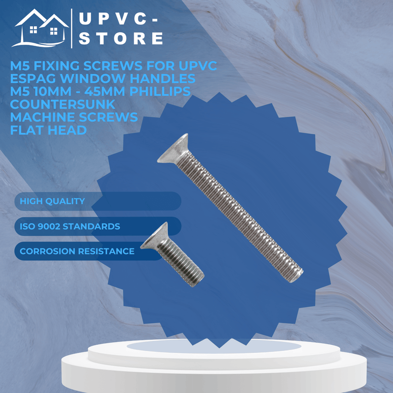 M5 Fixing Screws For Upvc Espag Window Handles M5 10mm - 45mm Phillips Countersunk Machine Screws Flat Head