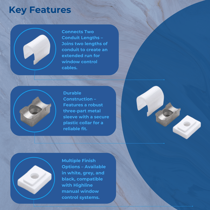 Highline 3-Piece Cable Conduit Saddle Bracket – Secure Mounting for Window Control Systems
