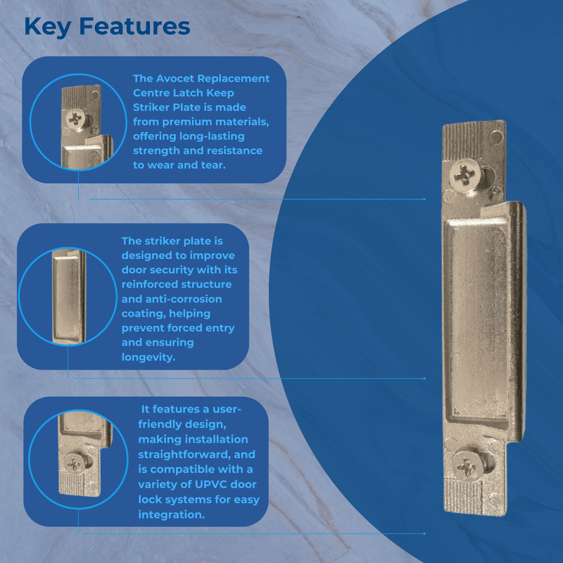 Avocet Replacement Centre Latch Keep Striker Plate For Upvc Door Lock Keep