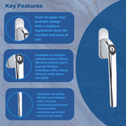 Universal Mila Hero uPVC Espag Window Inline Handle Key Locking Double Glazing
