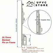Fullex MK1 2 Point Sliding Patio Door Lock – Pin on Frame – 18.75mm / 25.75mm / 28.75mm Backset