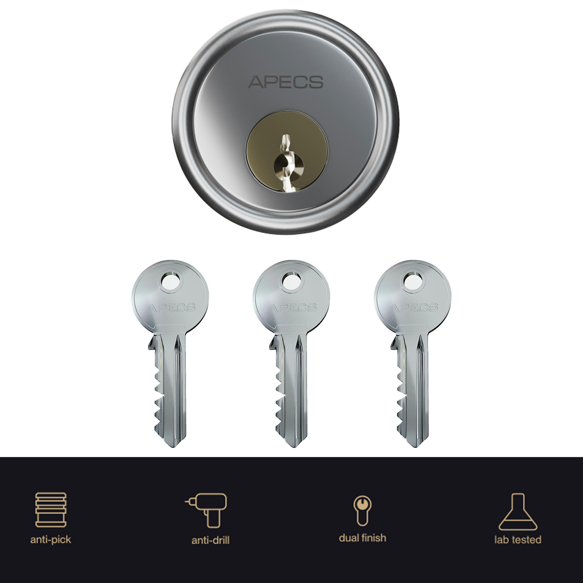 APECs Standard Rim Cylinder 3 keys Replacement Door Lock Nightlatch La ...