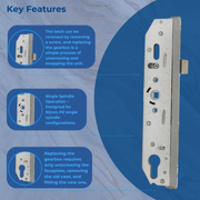 Genuine Mila Coldseal Upvc Door Lock Latch Only 25mm 28mm 35mm Multi Point Gearbox