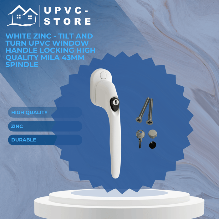 White Zinc - Tilt and Turn Upvc Window Handle Locking High Quality Mila 43mm Spindle