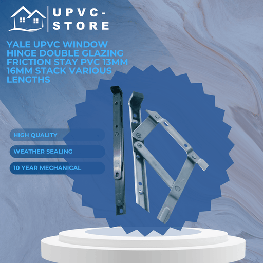 Yale uPVC Window Hinge Double Glazing Friction Stay PVC 13mm 16mm Stack Various Lengths