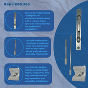 Axim Flush Bolts – 20mm Wide Faceplate for Aluminium Doors and Windows -  Two rod length  options: 110mm  and 230mm