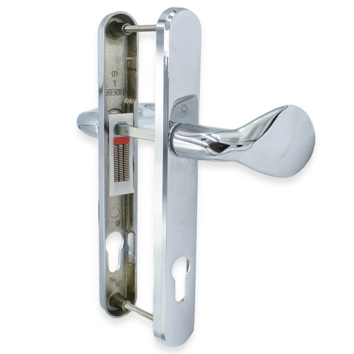 UPVC Chrome Door Handle Set 92PZ Sprung Lever Pad PVC 215mm Fix Hoppe Atlanta -  - Hoppe - UPVCSTORE