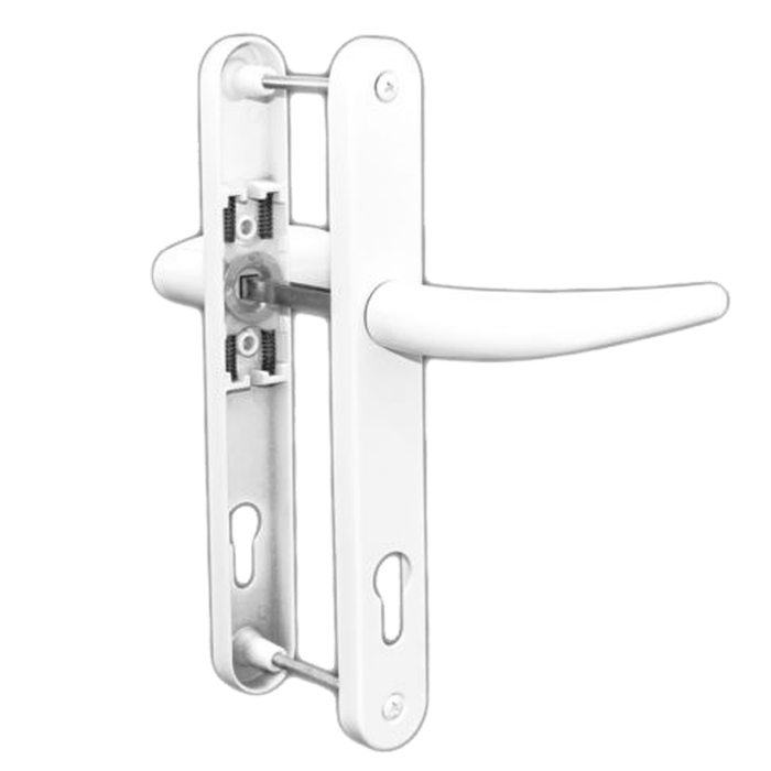 INGENIOUS Lever Pad UPVC Door Handle Inline Lever / Pad Sprung 92mm PZ Double Glazing Pair Set PVC 211mm Screws